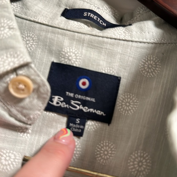 BEN SHERMAN Vintage Green Button Down Shirt Short Sleeve Small S NEW NWT - Picture 5 of 7